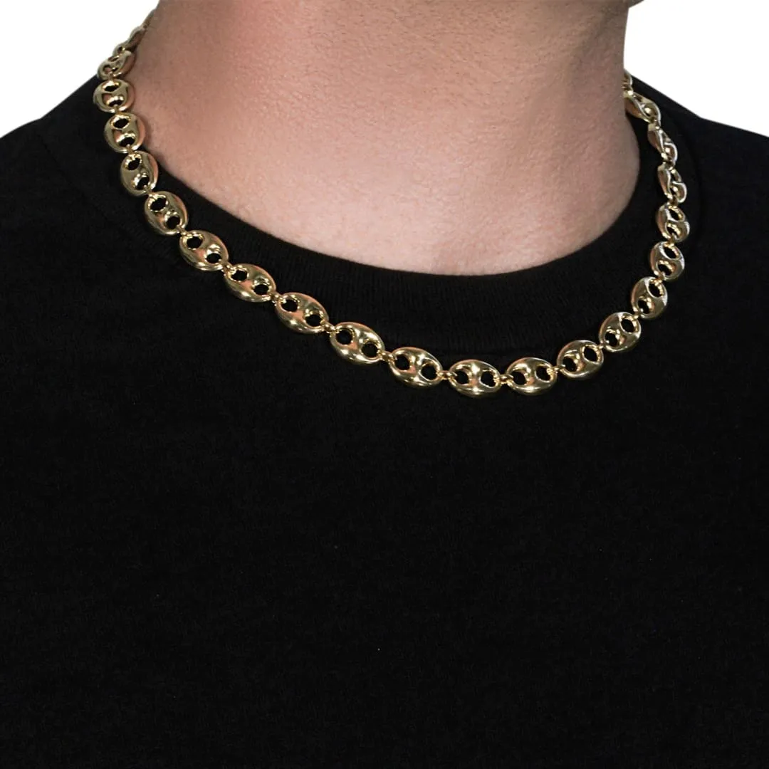 11.0mm 14k Yellow Gold Puffed Mariner Link Chain