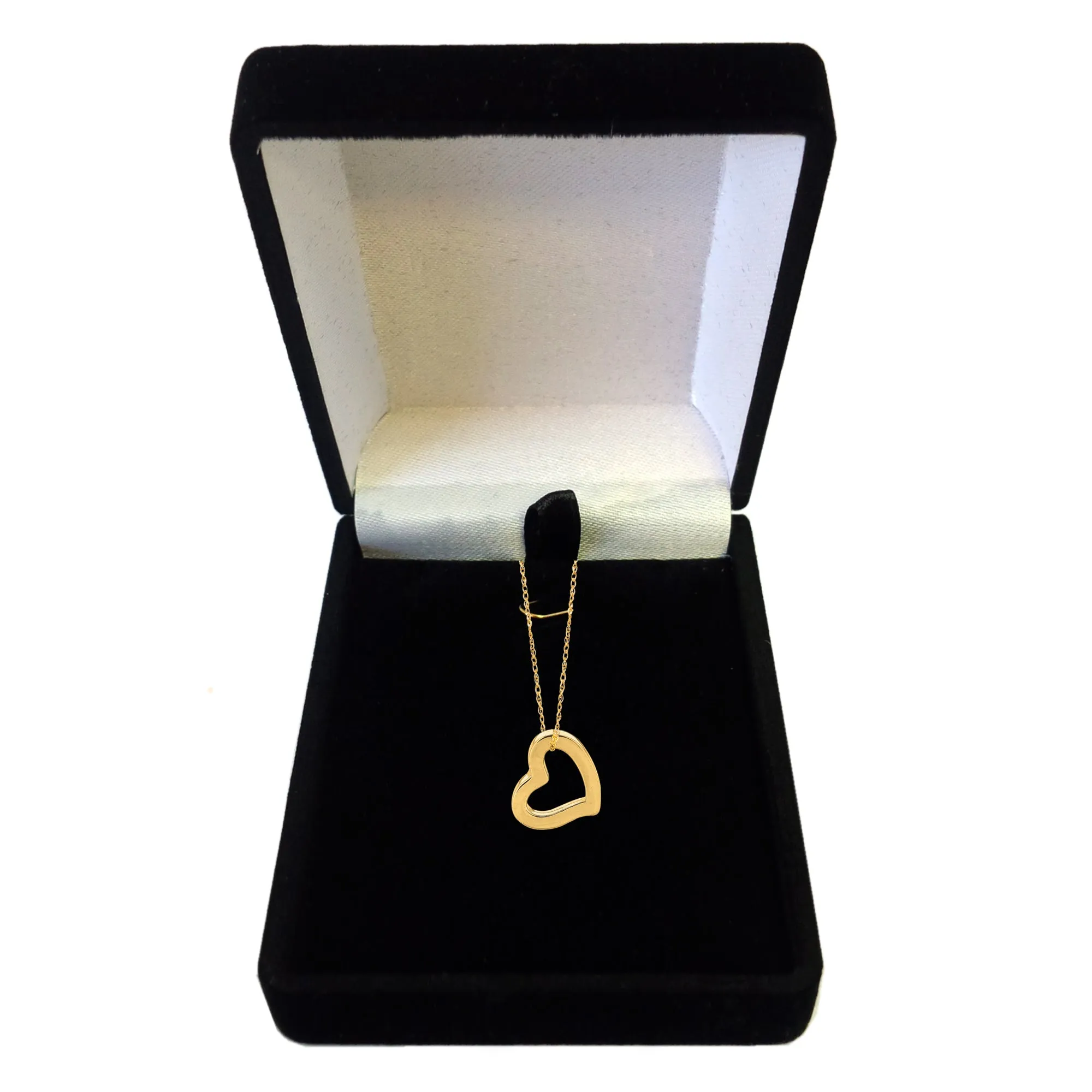 14k Gold Heart Shaped Tube Pendant Necklace, 18