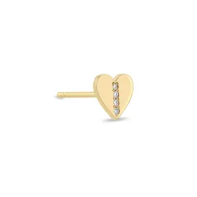 14K Gold Heart Stud with Pave Diamond Row