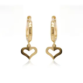 14k Gold Small Open Heart on Hoop Children's Earring