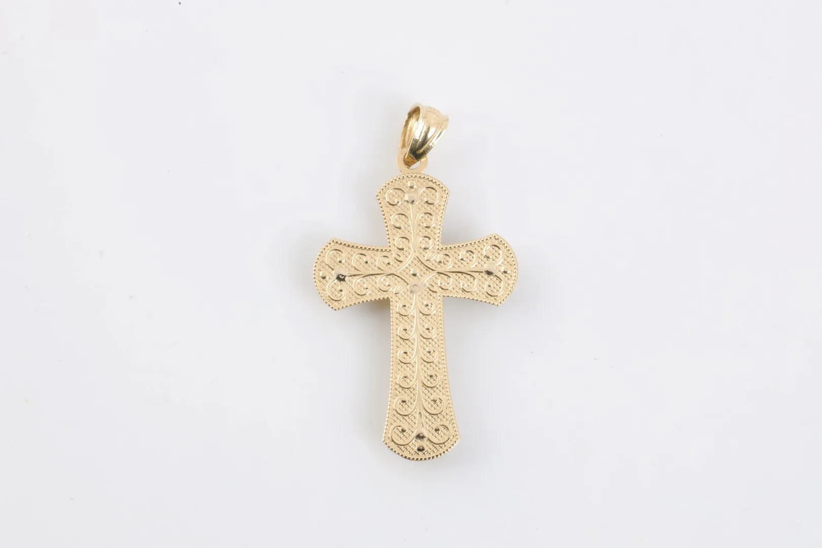 14k Two-Tone Gold Open Work Cross Pendant (1.74g.)