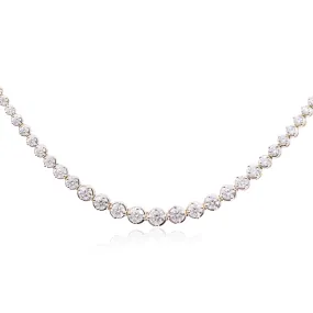 14K YELLOW GOLD DIAMOND ILLUSION SET TENNIS NECKLACE