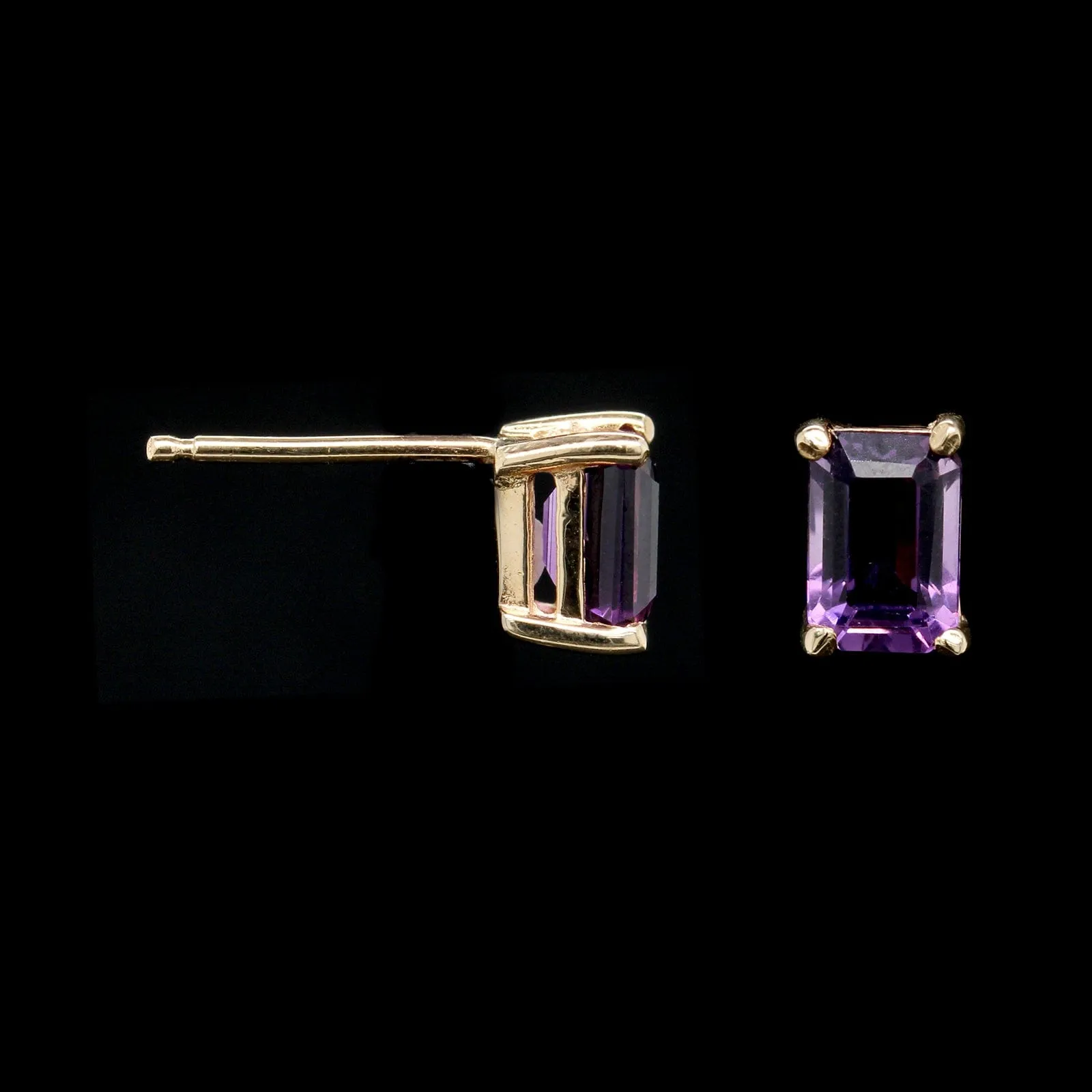 14K Yellow Gold Estate Amethyst Stud Earrings