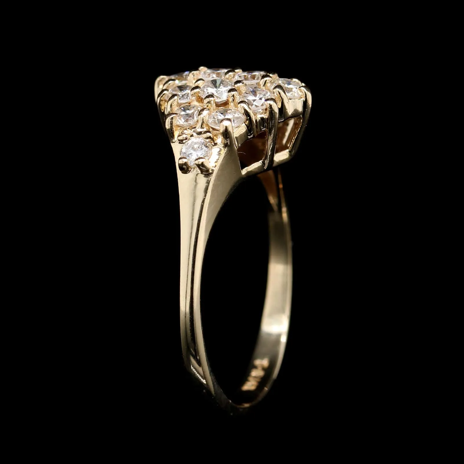 14K Yellow Gold Estate Diamond Cluster Ring