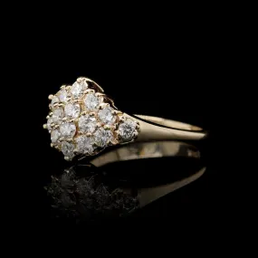 14K Yellow Gold Estate Diamond Cluster Ring