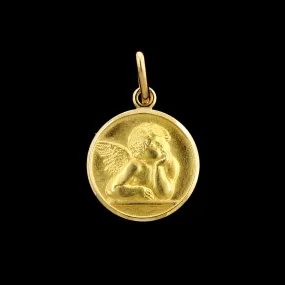 18K Yellow Gold Estate Cherub Charm