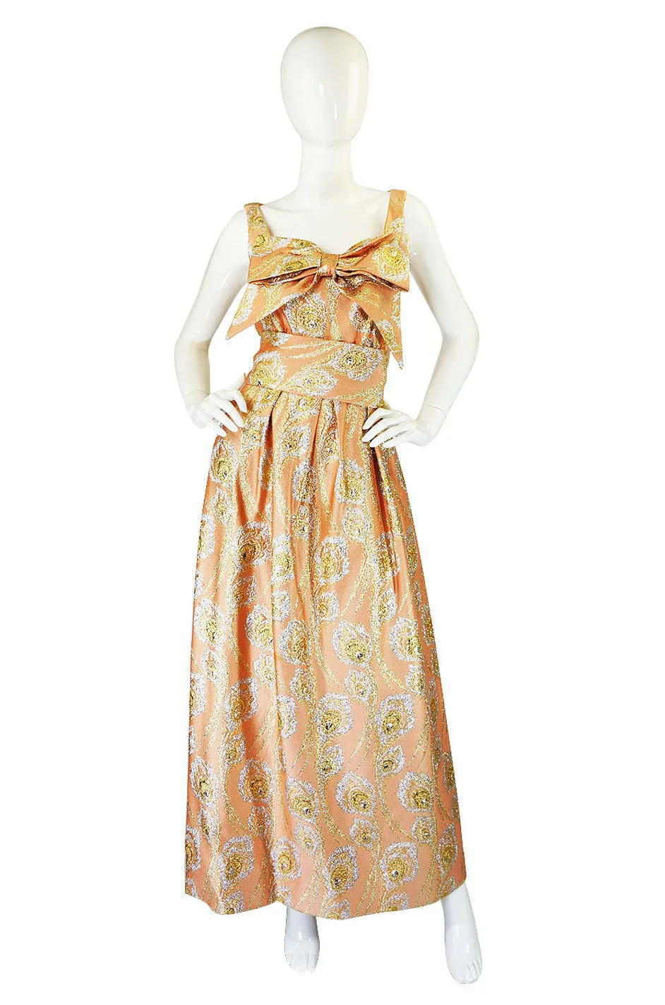 1950s Ceil Chapman Silk Brocade Gown