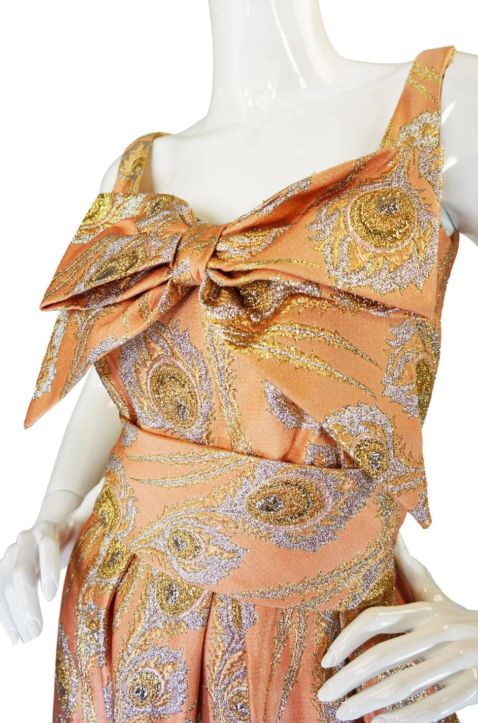 1950s Ceil Chapman Silk Brocade Gown