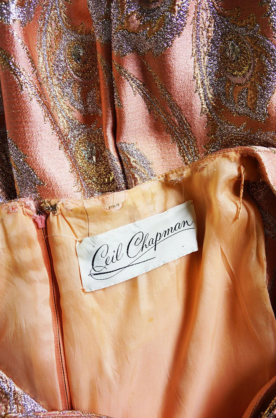 1950s Ceil Chapman Silk Brocade Gown