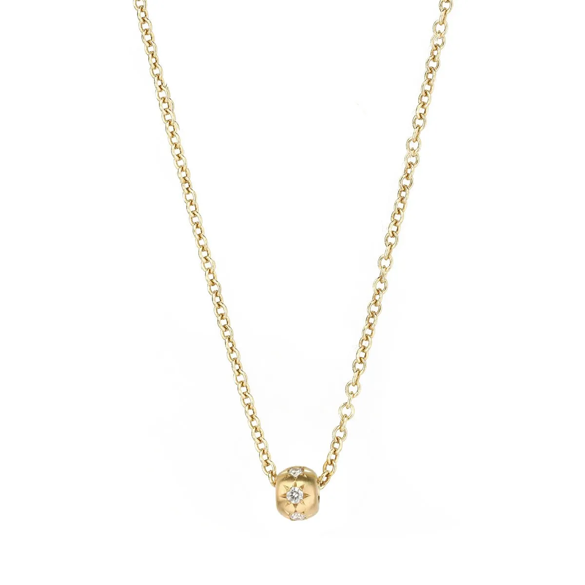 20K Gold Wide Star-Set Diamond Rondelle Necklace