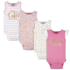 4-Pack Baby Girls Sparkle Tank Onesies Bodysuits