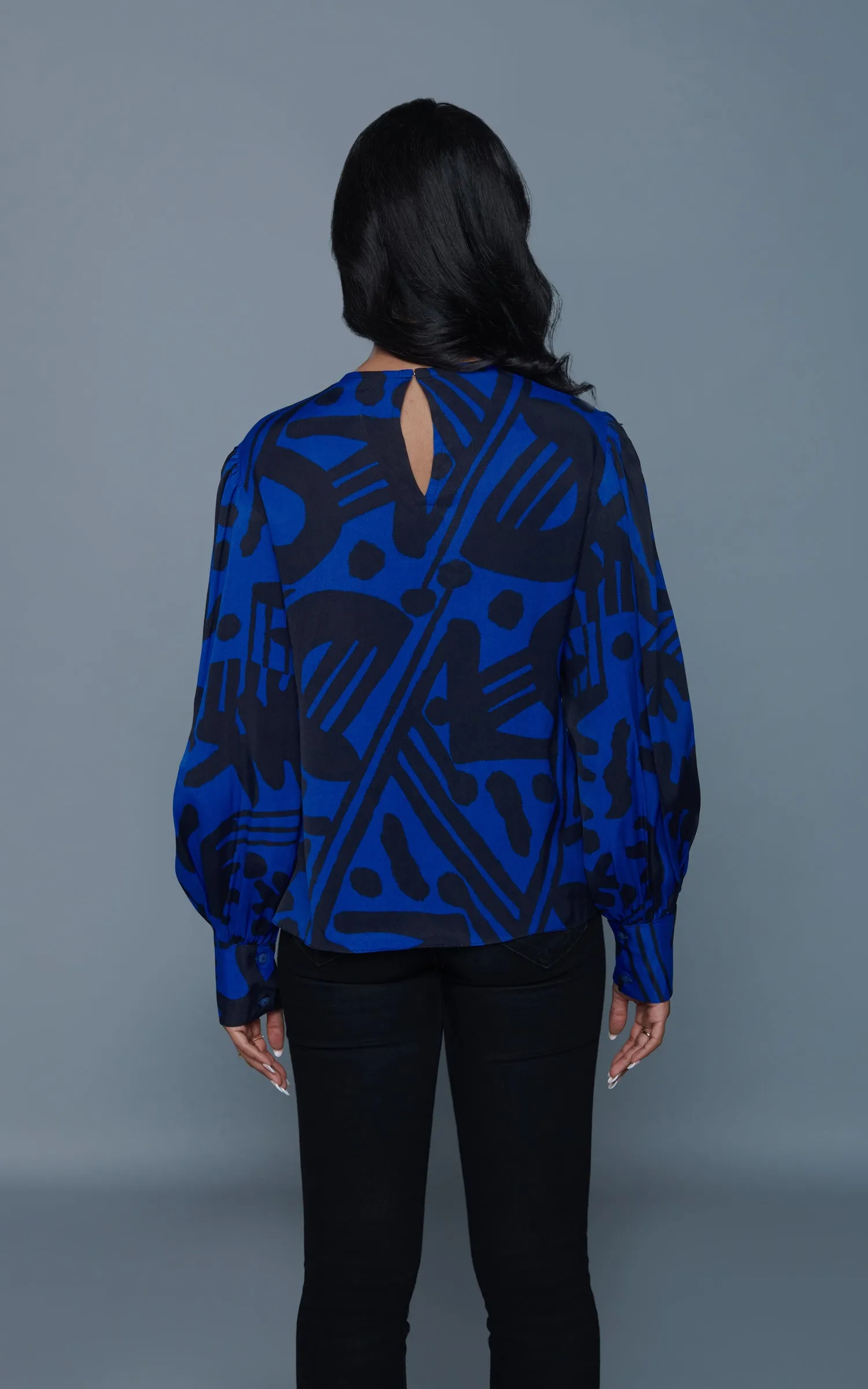 Abstract Printed Pleated Top