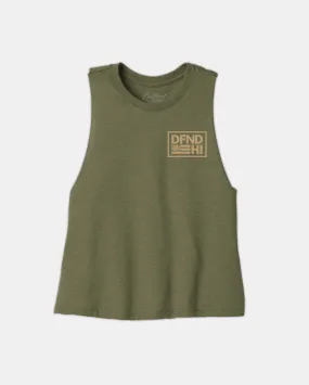 ACTIVE LOGO 'ELUA Olive Heather Crop Tank