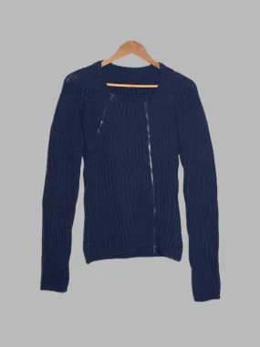 Alessandro Dell'acqua petrol blue wool rib knit double zip cardigan - size 40