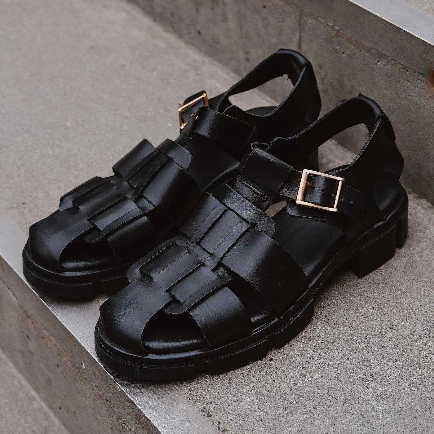 Alva sandal læder - Black