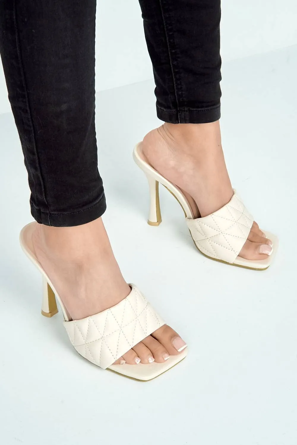 Amarante Crossover Stitched Detail Band Mule in Cream