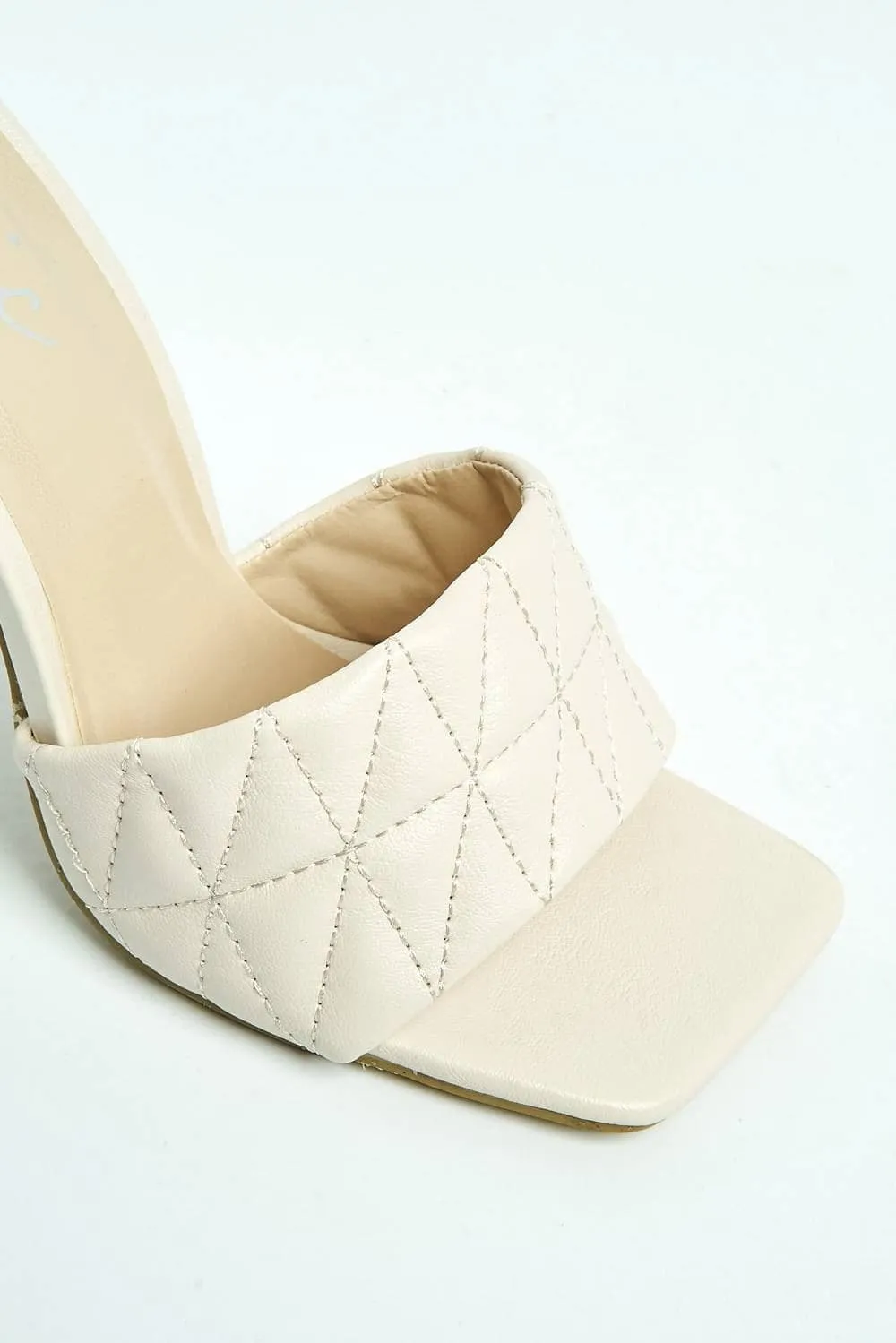 Amarante Crossover Stitched Detail Band Mule in Cream