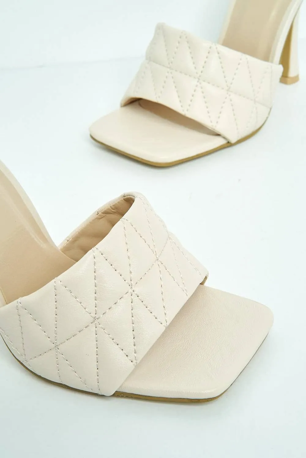 Amarante Crossover Stitched Detail Band Mule in Cream