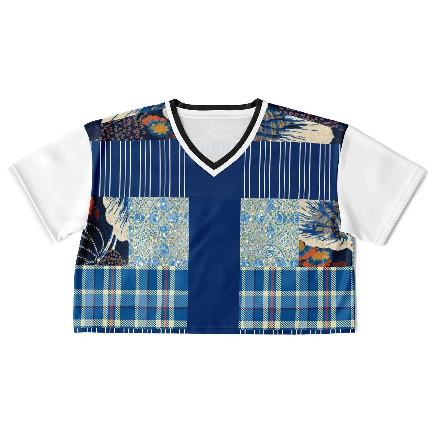 Andromeda Blue Patchwork Crop Jersey