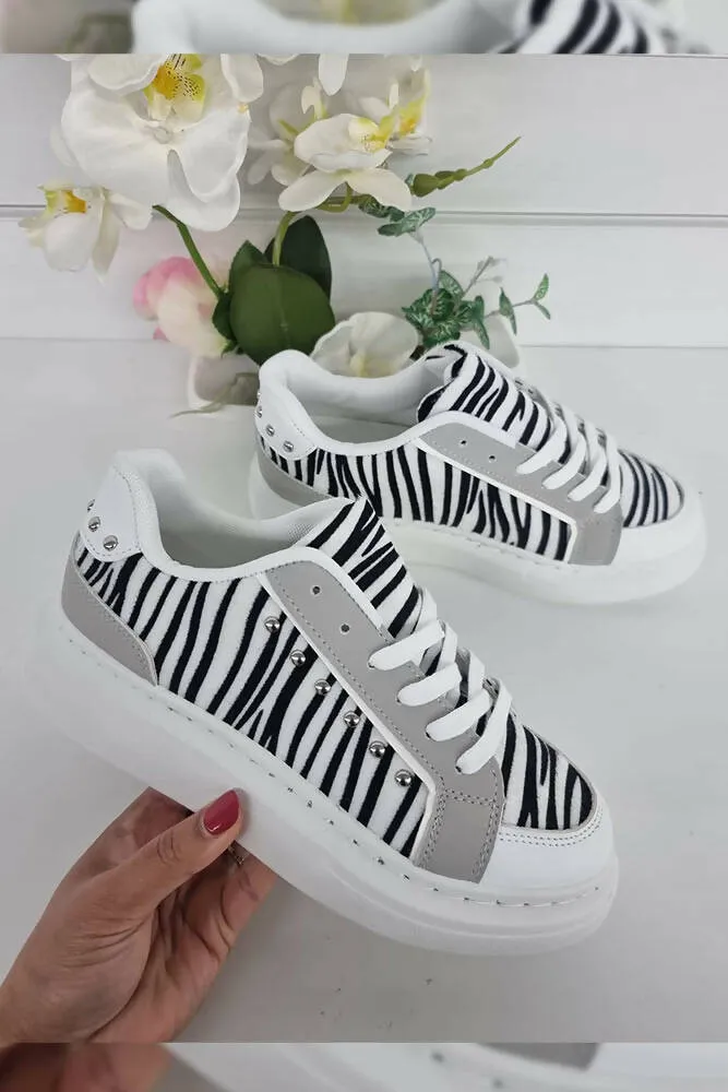 Animal Print Platform Stud Trainers