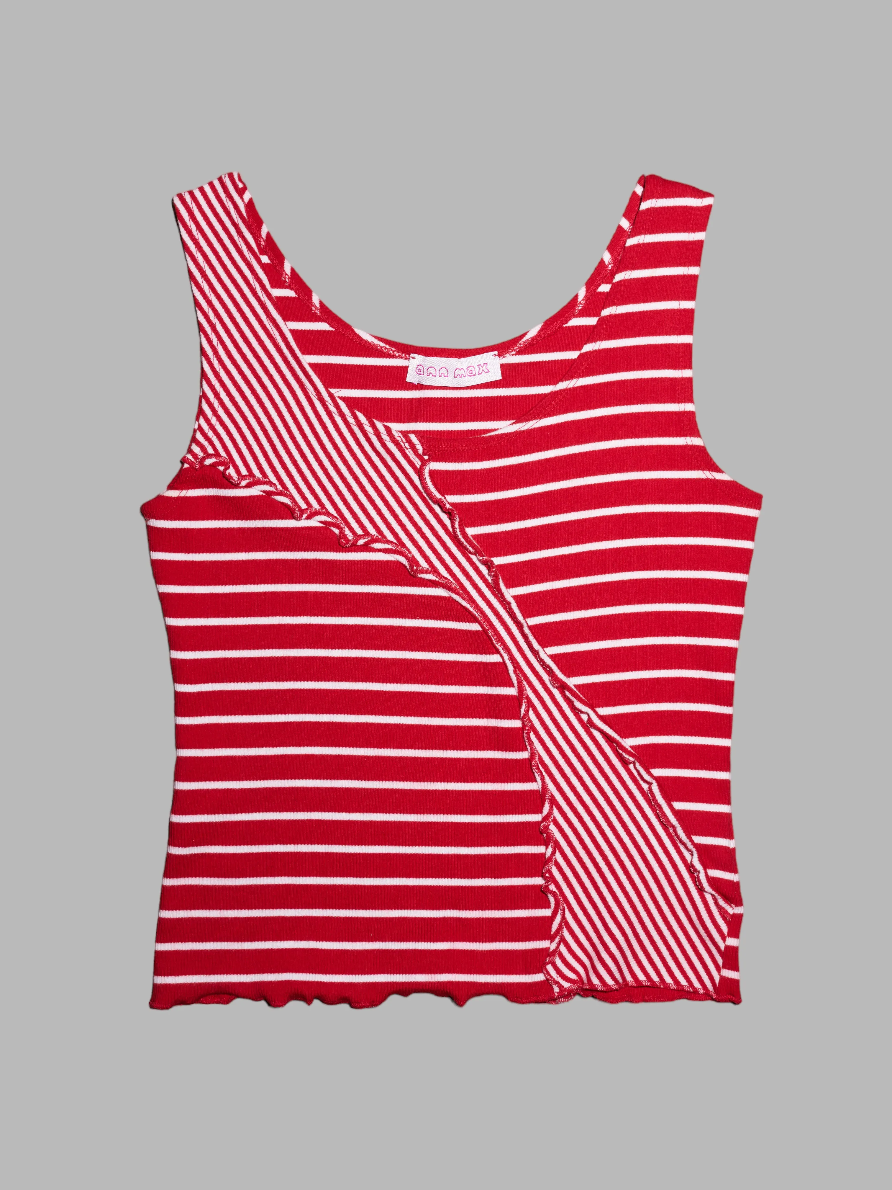 Ann Max striped red and white patchwork knit singlet