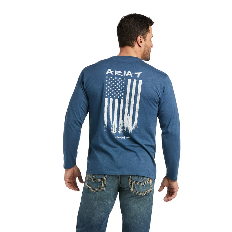 'Ariat' Men's American Woods T-Shirt - Blue Heather