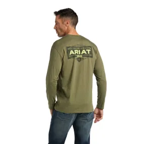 'Ariat' Men's Ariat Land Long Sleeve Tee - Military Heather