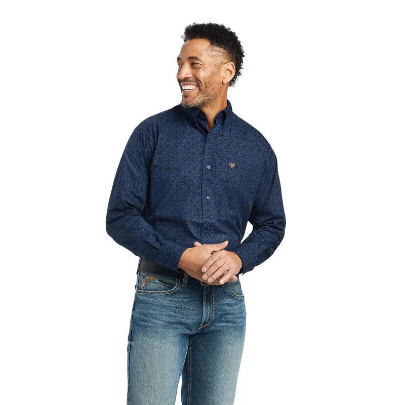 'Ariat' Men's Giles Classic Fit Button Down - Estate Blue