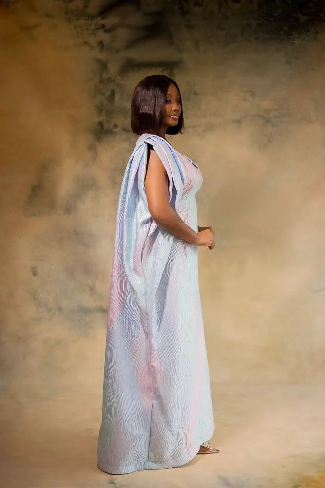 ARIKE REGAL KAFTAN - LIGHT BLUE, PALE PINK & WHITE