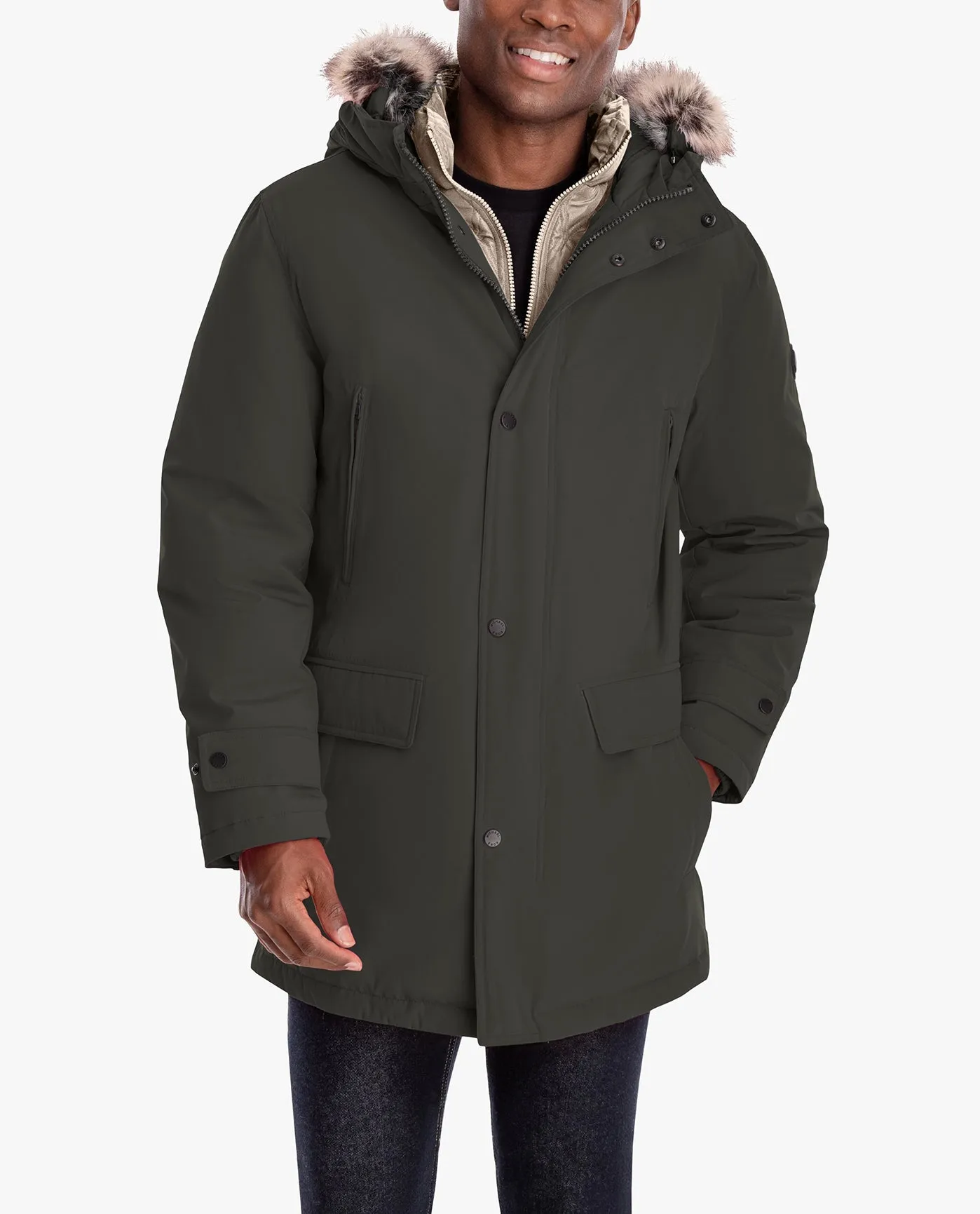 ARTIC PARKA WITH HOOD AND REMOVABLE FAUX FUR TRIM