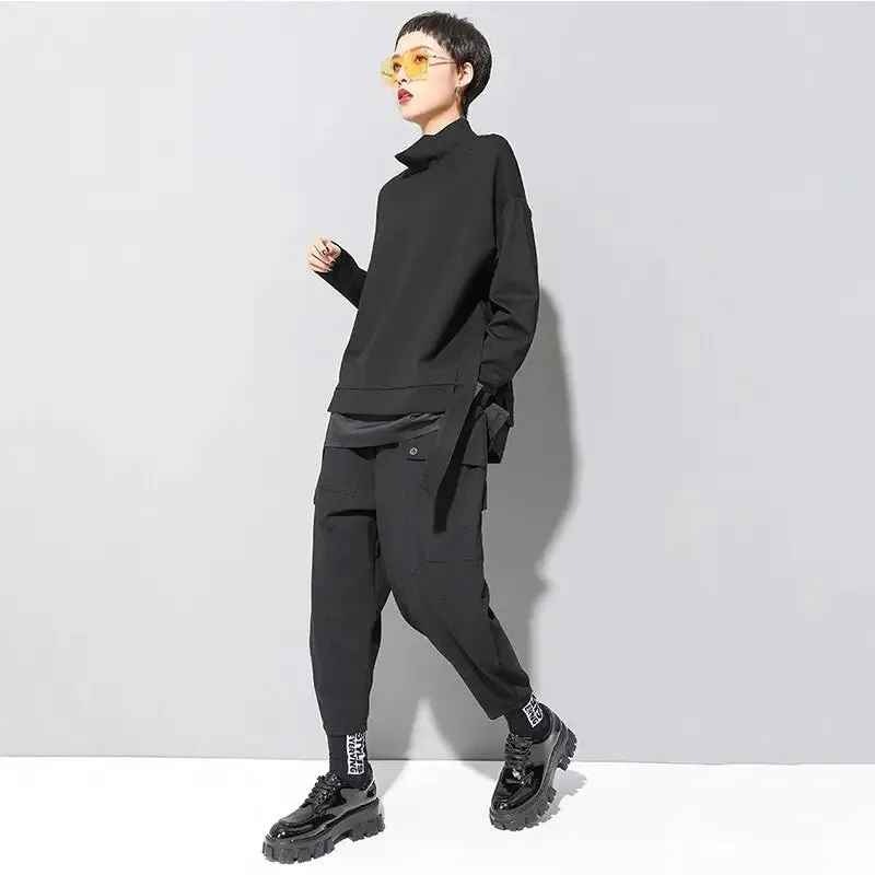 Asymmetrical Turtleneck Oversized Sweatshirt