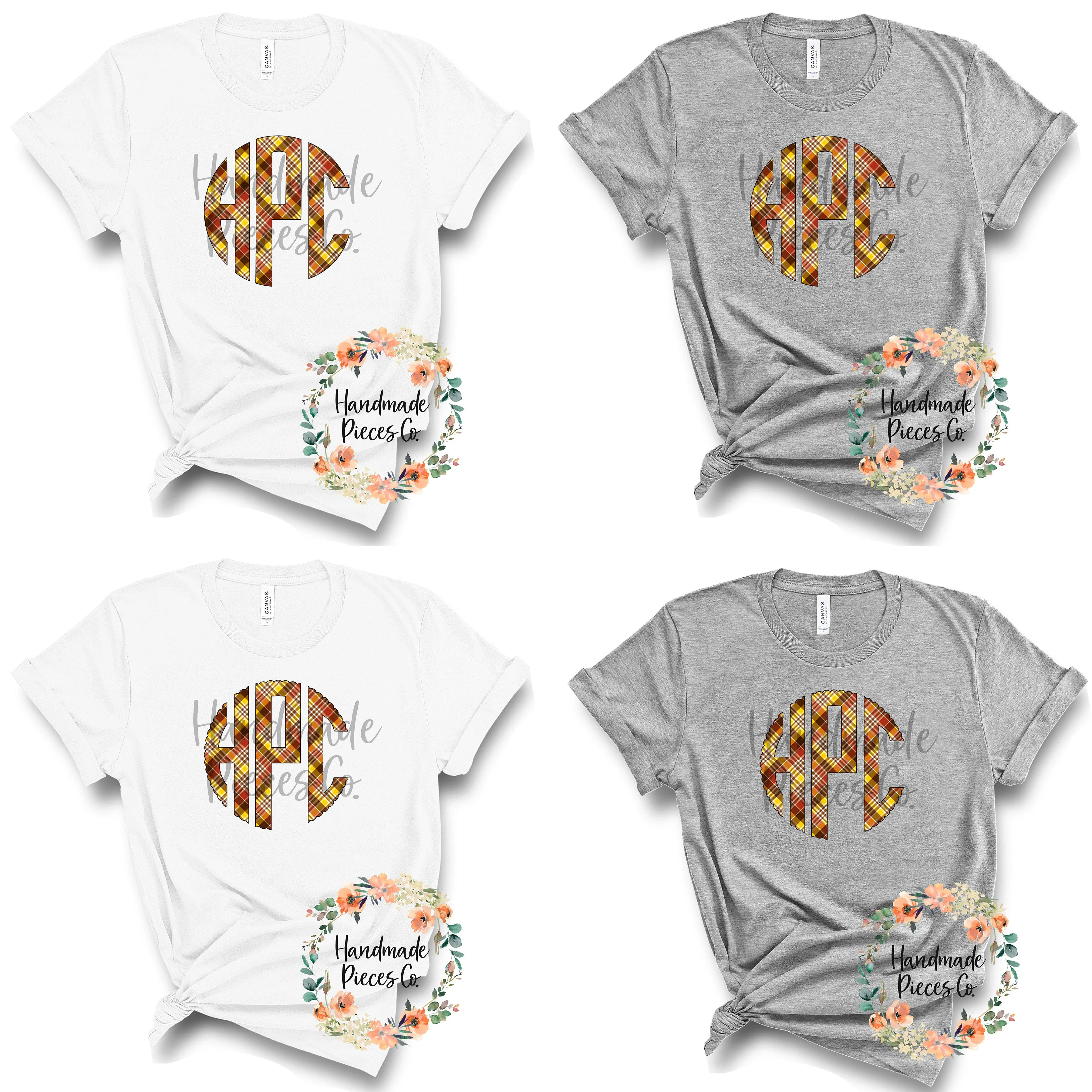 Autumn Plaid Monogram, 2 - Multiple Styles - Digital Download