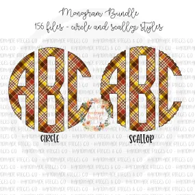 Autumn Plaid Monogram, 2 - Multiple Styles - Digital Download