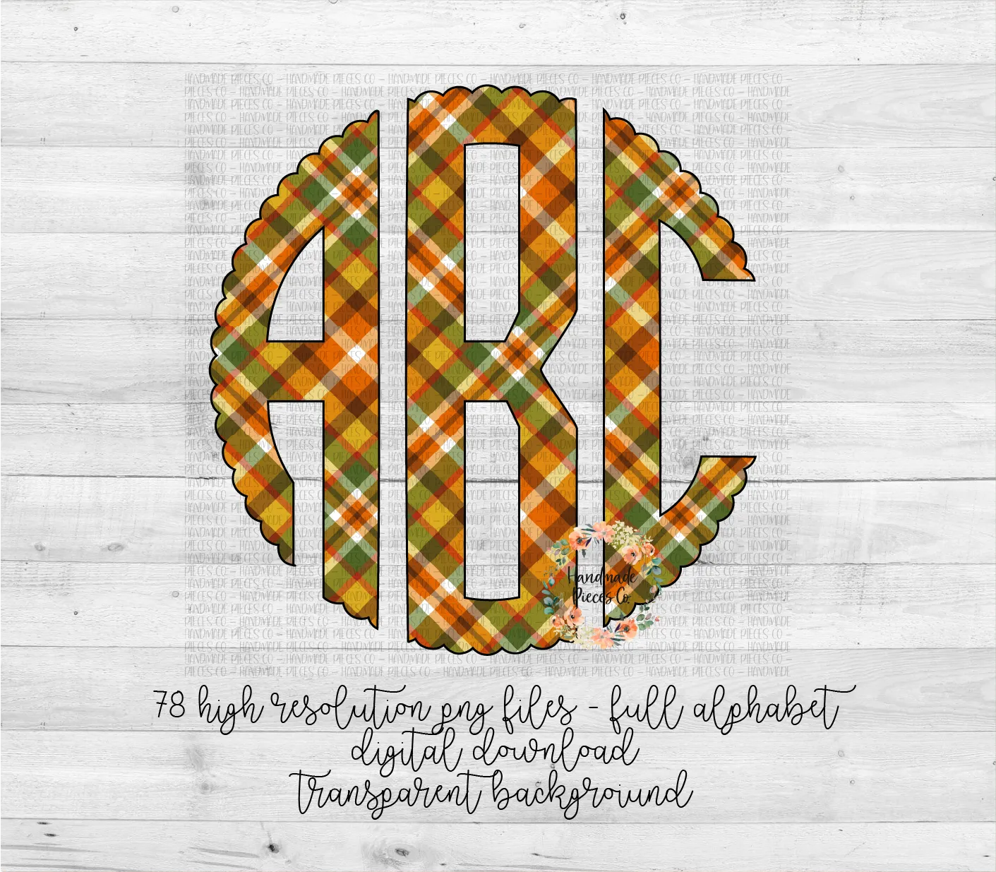 Autumn Plaid Monogram, 4 - Multiple Styles - Digital Download