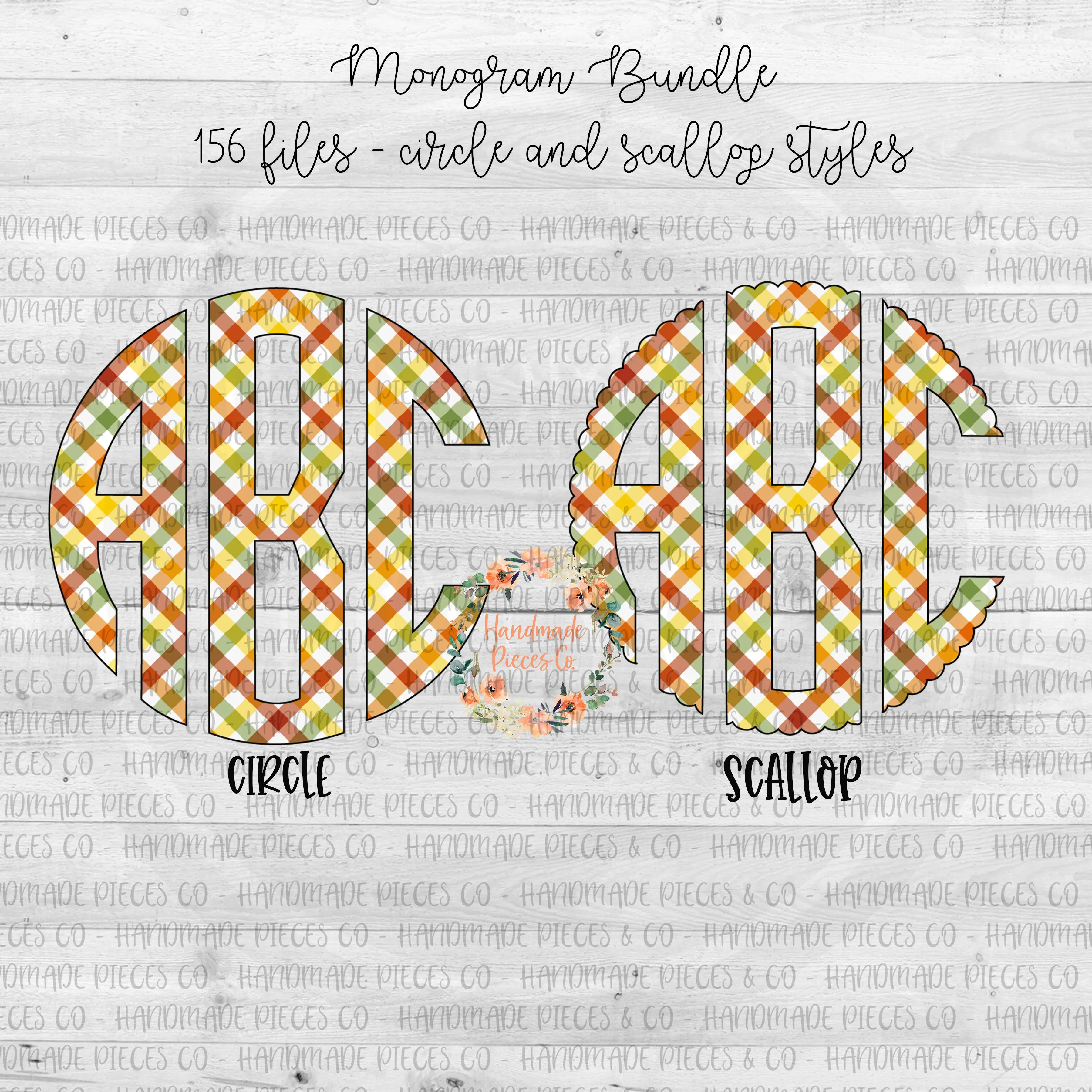 Autumn Plaid Monogram, Bright Diagonal - Multiple Styles - Digital Download