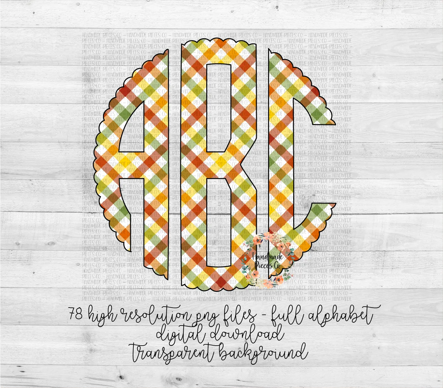 Autumn Plaid Monogram, Bright Diagonal - Multiple Styles - Digital Download