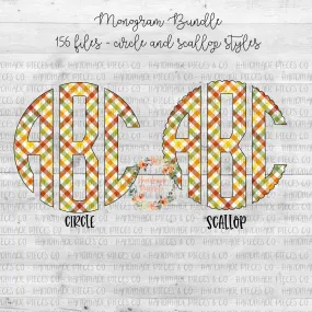 Autumn Plaid Monogram, Bright Diagonal - Multiple Styles - Digital Download