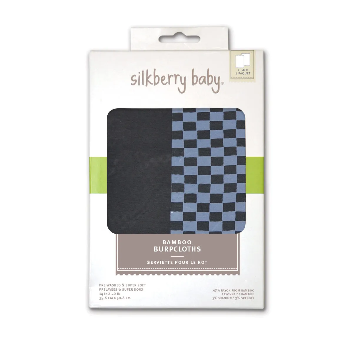 Bamboo Burpcloth 2 Pack (Check It Out Print/Asphalt)