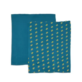 Bamboo Burpcloth 2 Pack (Dotty Leaf Print/Deep Ocean)