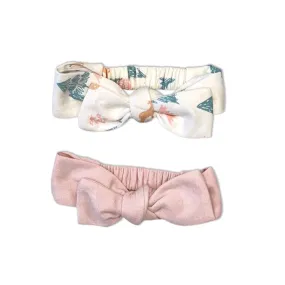 Bamboo Headbands 2 packs (Deer Forest Print/Teatime Pink)