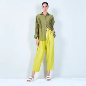 Belted linen cropped pants wholesale