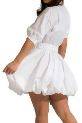 Belted Puff Sleeve Mini Dress