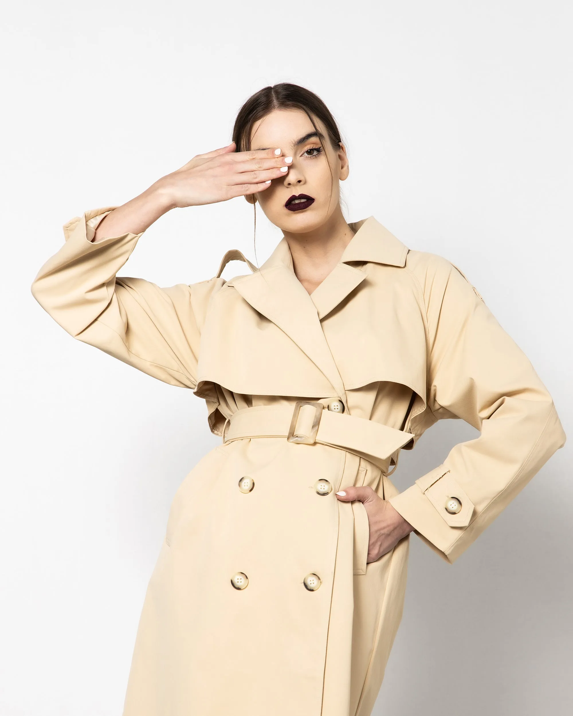 BELTED SLEEVES TRENCH COAT 1801