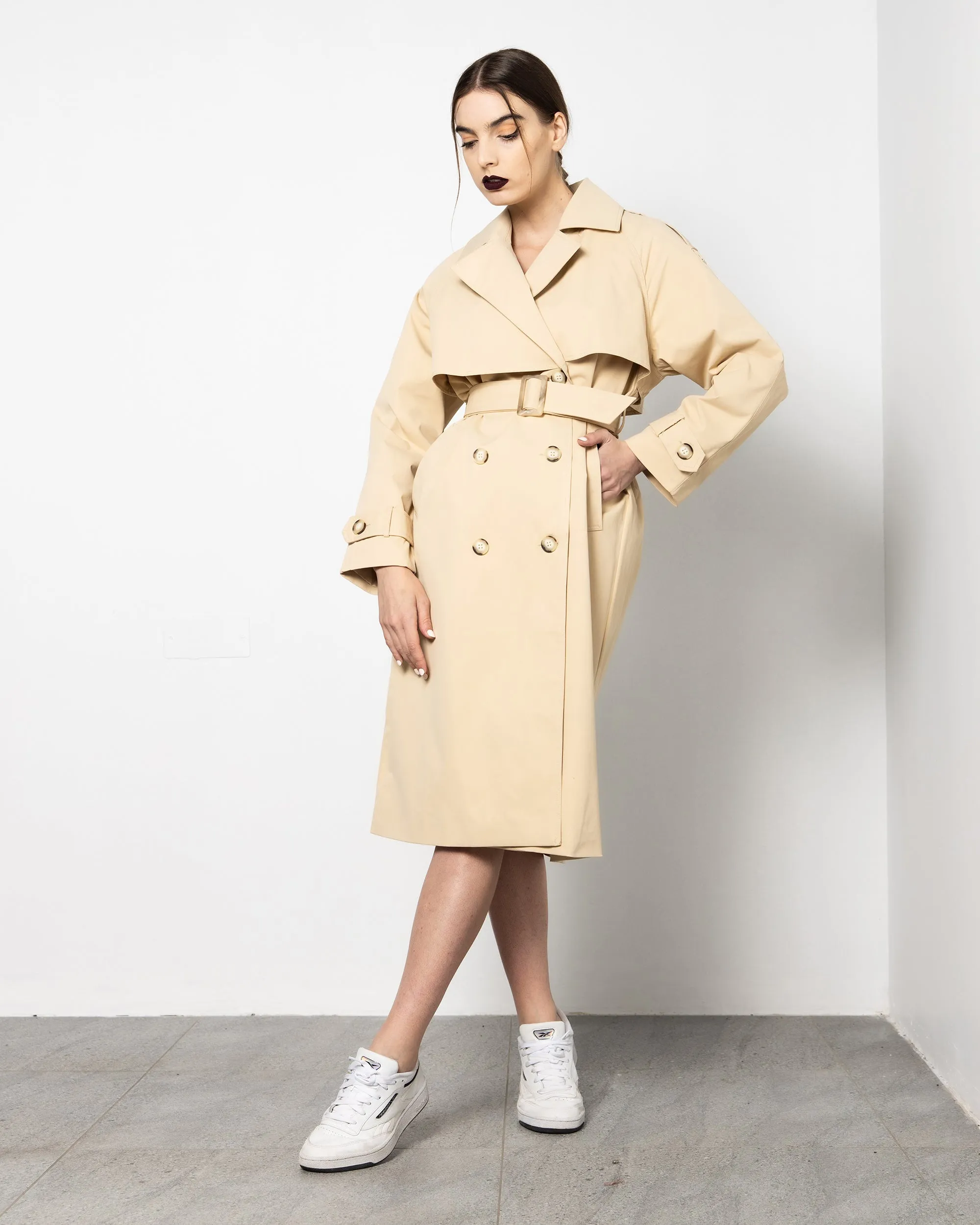 BELTED SLEEVES TRENCH COAT 1801