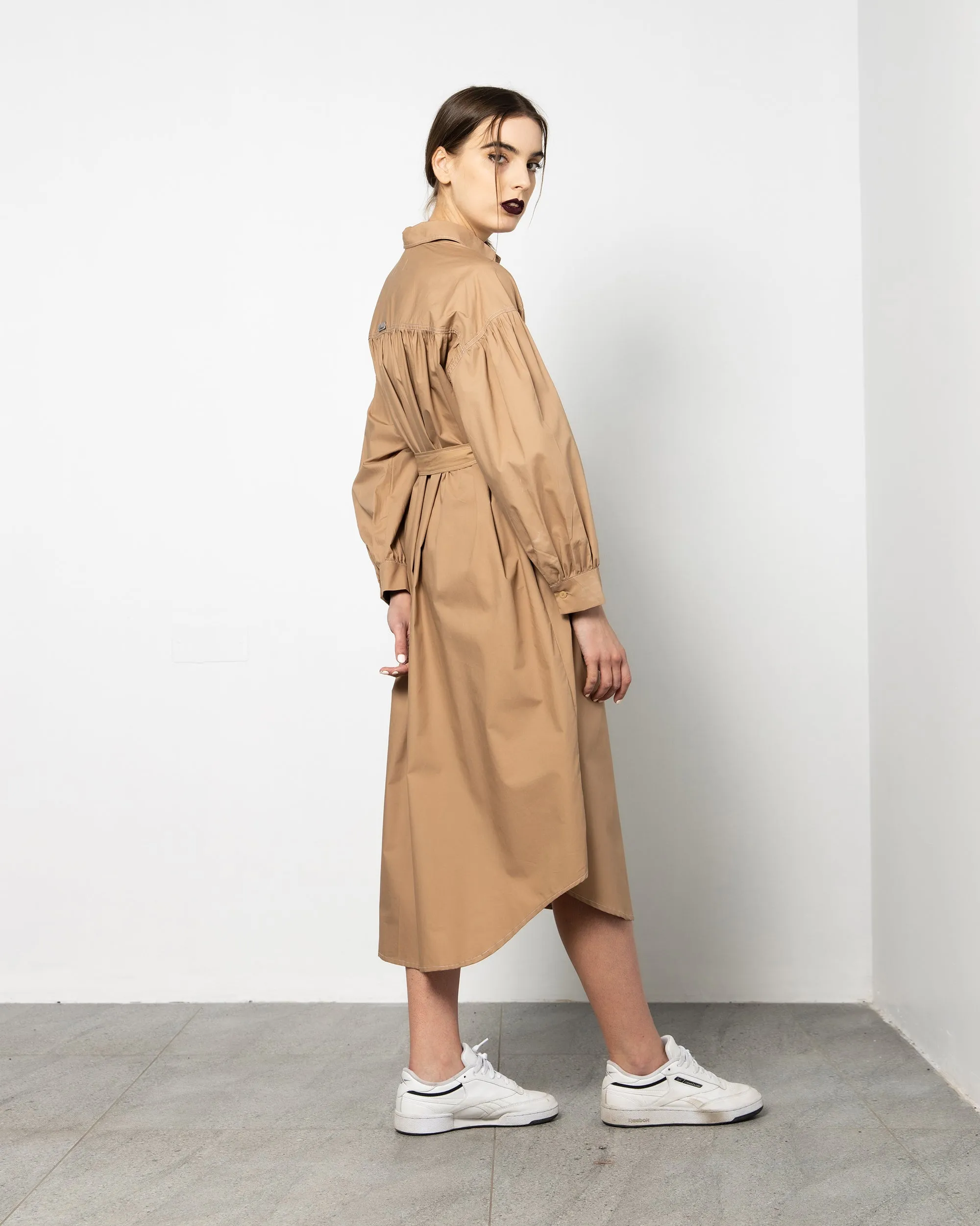 BELTED WAIST COTTON ZARA SHIRT 1909 - قميص