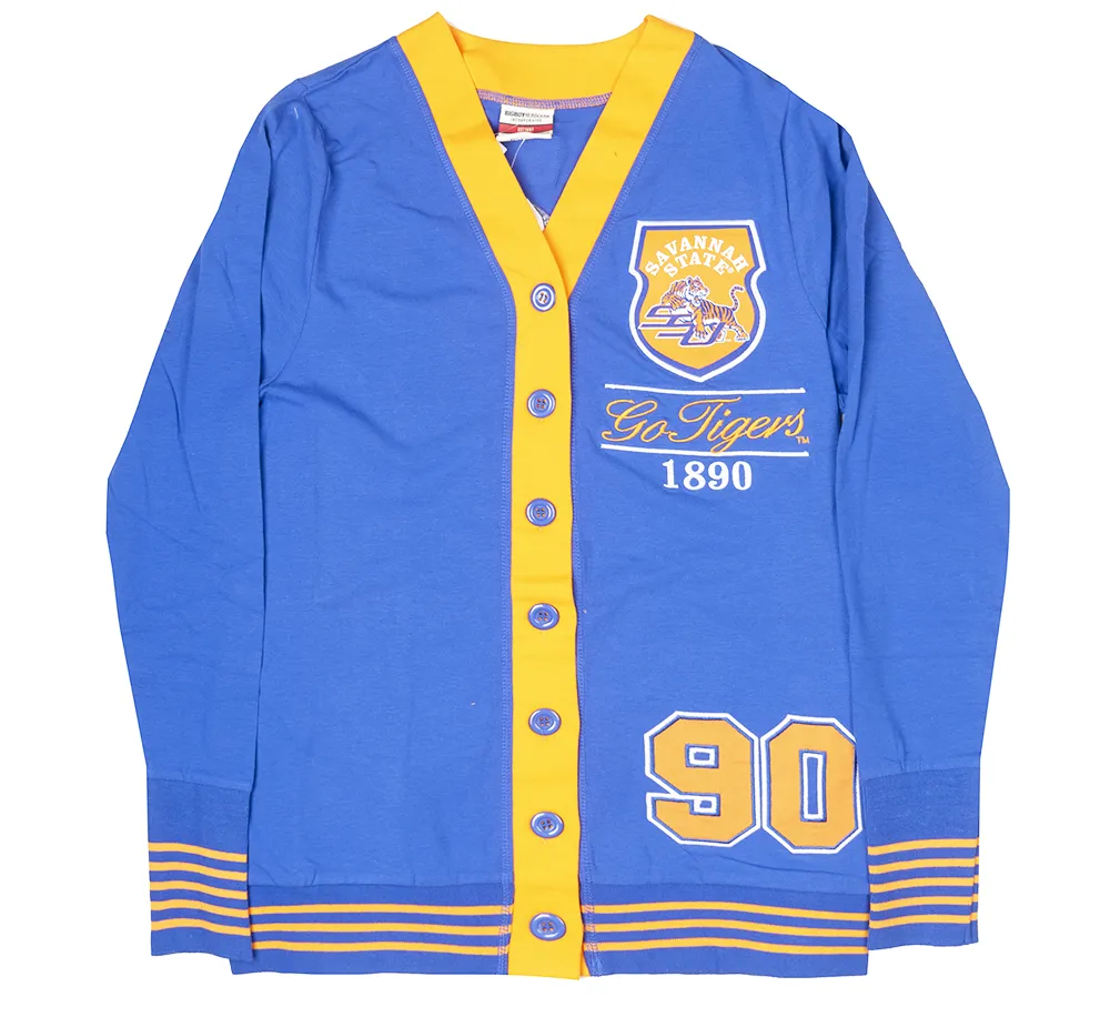 BIG BOY HEADGEAR WOMENS CARDIGAN BLUE - SAVANNAH STATE