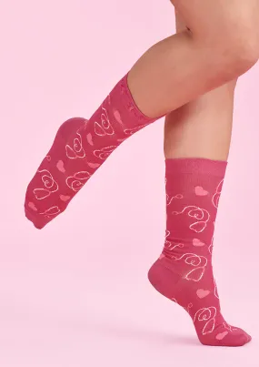 Biz Care Unisex Pink Happy Feet Comfort Socks (CCS250U)