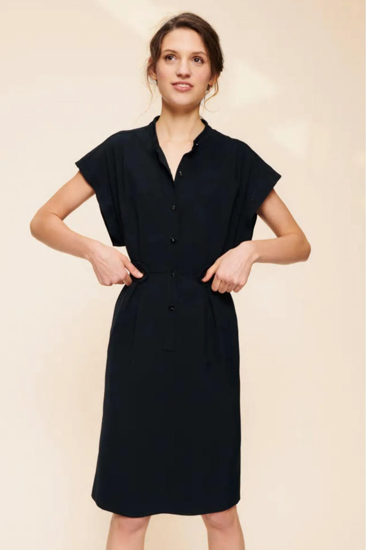 Black Dress with Mao Collar