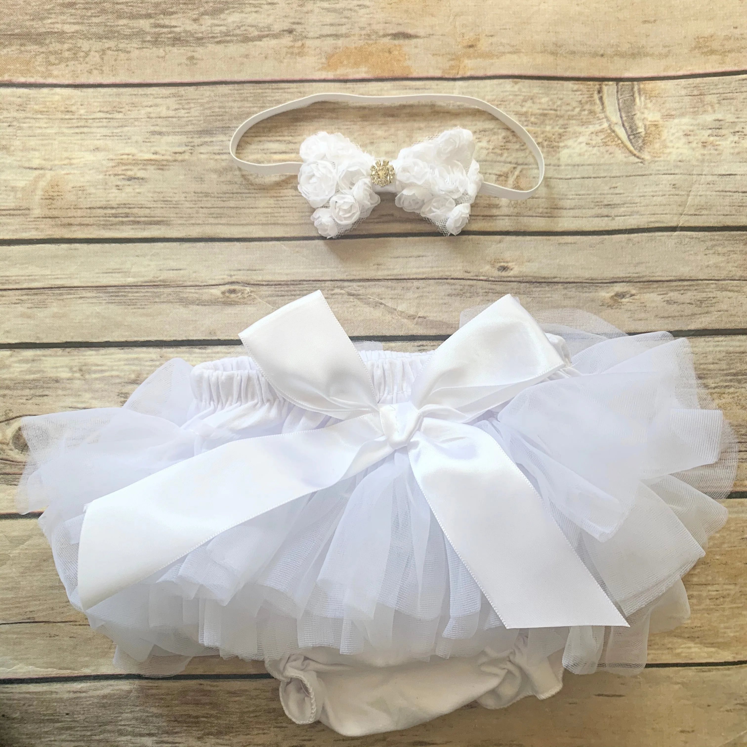 Bloomers/headband set - white