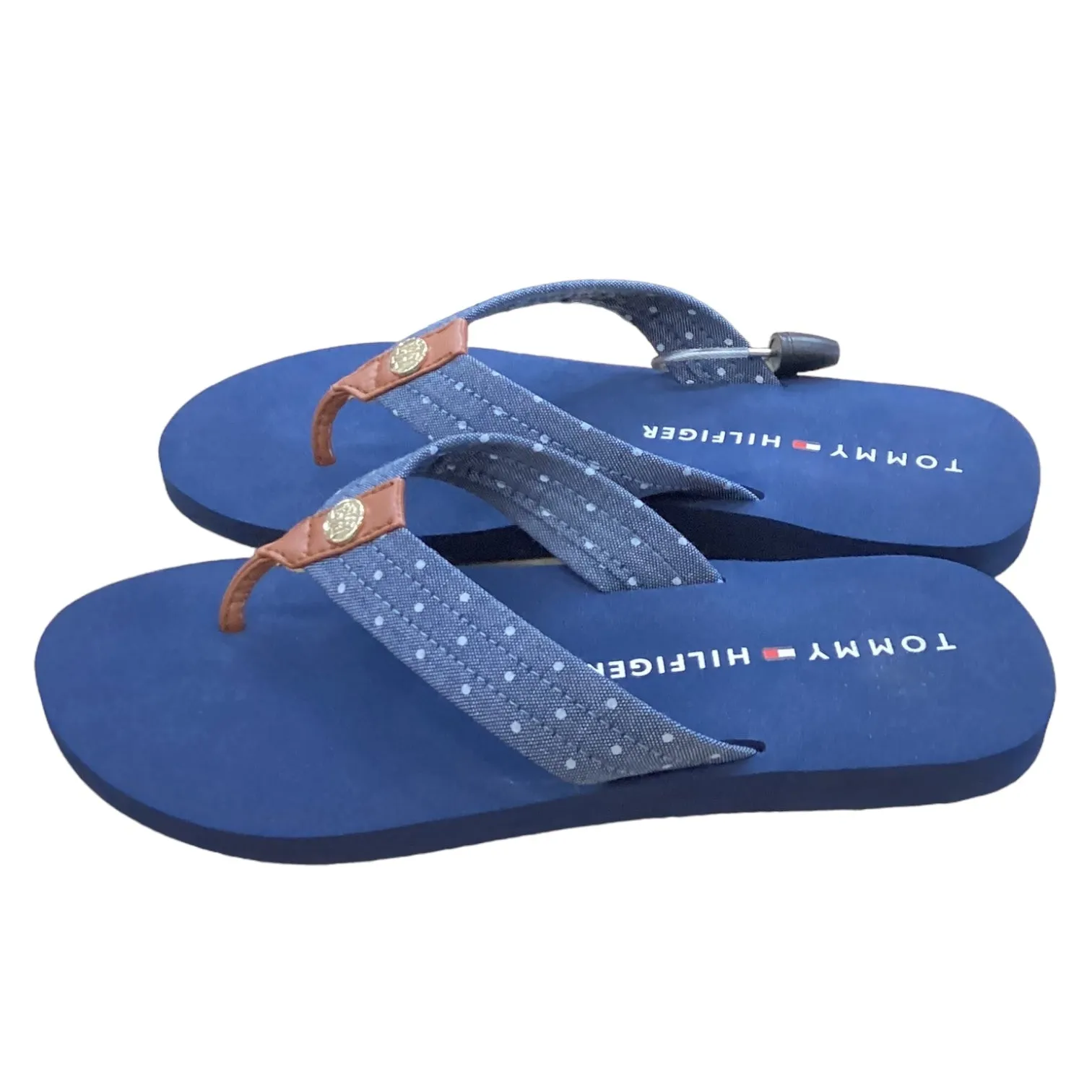 Blue Sandals Flip Flops Tommy Hilfiger, Size 8